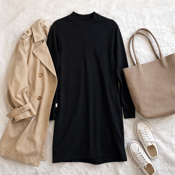 Province Of Canada Dresses & Skirts - Province of Canada Black Mock Neck Jersey Knit Dress Size Small Made in Canada